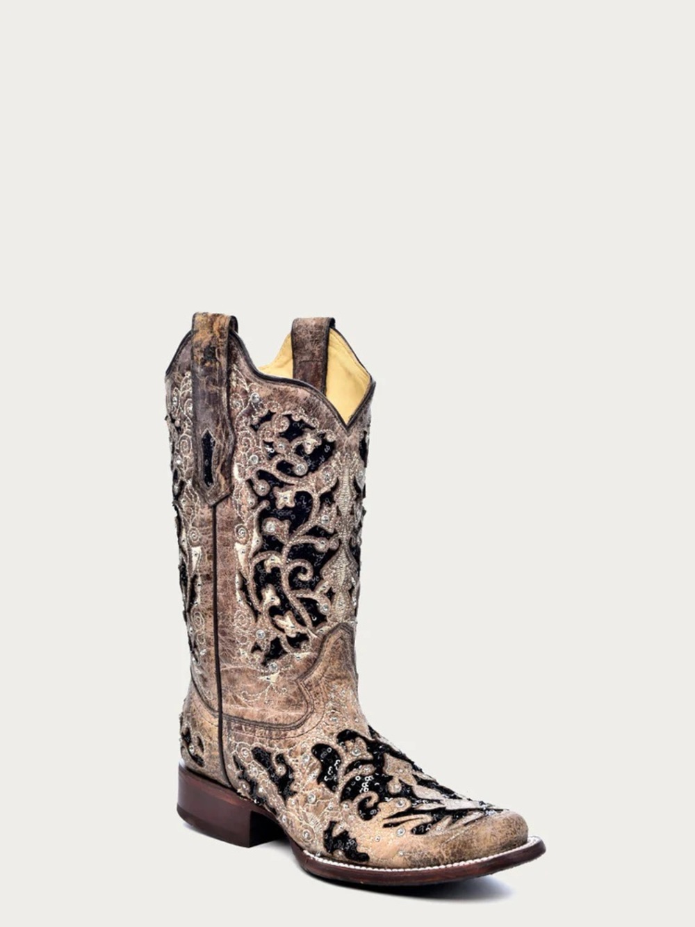 CORRAL WOMEN'S SEQUIN INLAY WESTERN BOOTS - SQUARE TOE